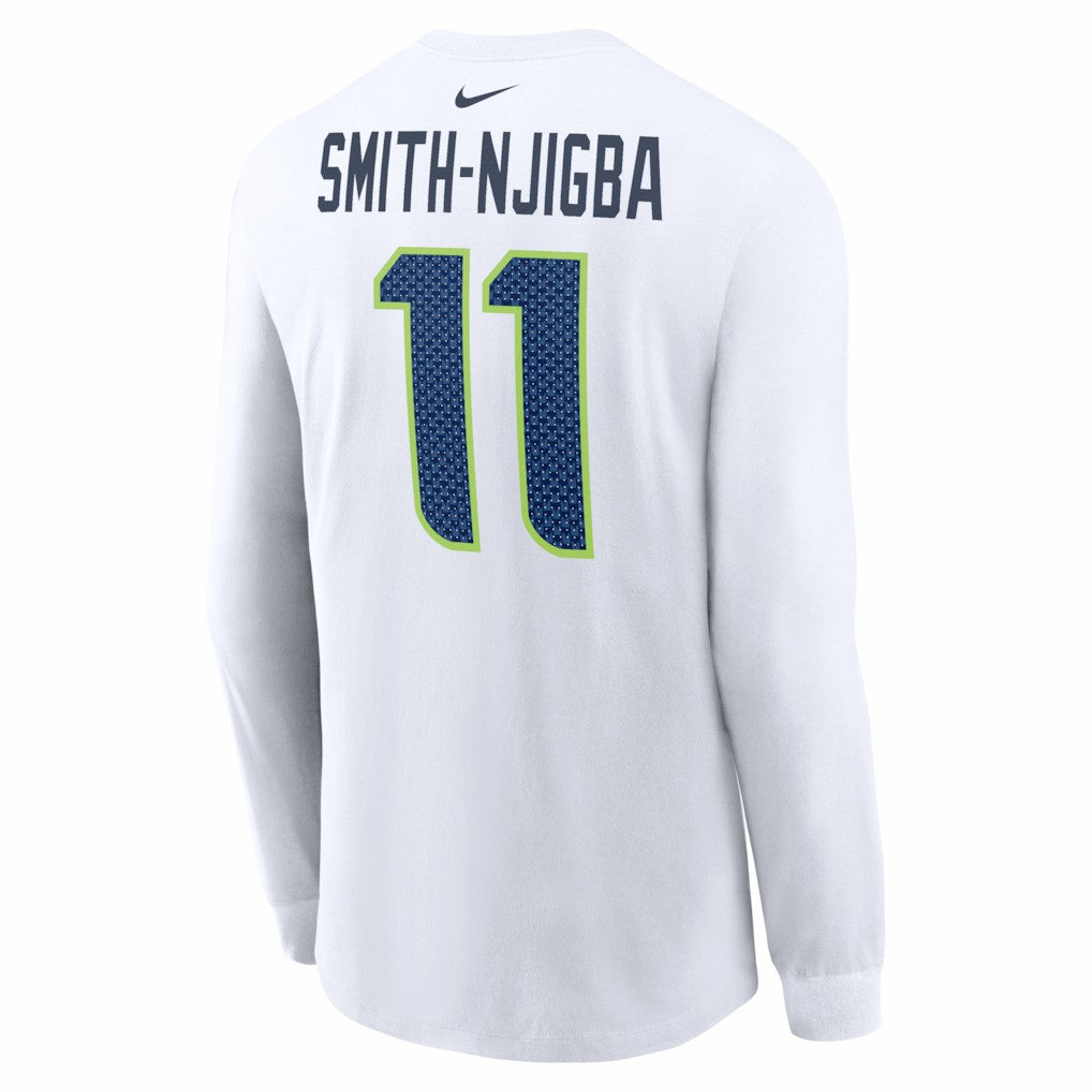 Jaxon Smith-Njigba Seattle Seahawks Super Bowl LX Champions Patch Name & Number Long Sleeve T-Shirt - White | Nike online