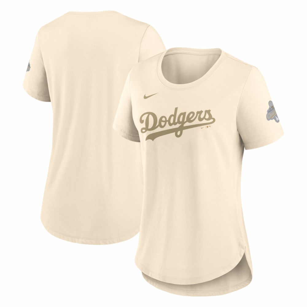 Los Angeles Dodgers Women's 2026 Gold Collection Tri-Blend Wordmark T-Shirt - Natural | Nike