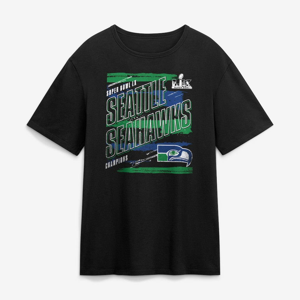 Seattle Seahawks Super Bowl LX Champions Classic Stripes Legacy T-Shirt - Black sale