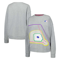 Terez MLB Women's Baseball Field Pullover Sweatshirt - Gray