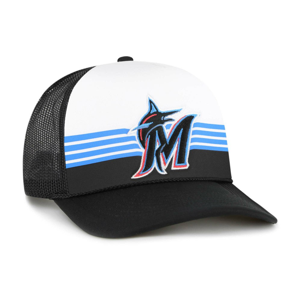 Miami Marlins Lift Off Foam Front Mesh Trucker Adjustable Hat - Black | 47 brand