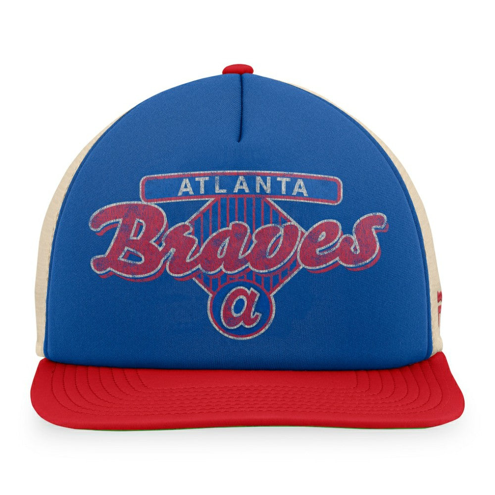 Atlanta Braves Cooperstown Collection Talley Foam Trucker Snapback Hat - Royal/Red