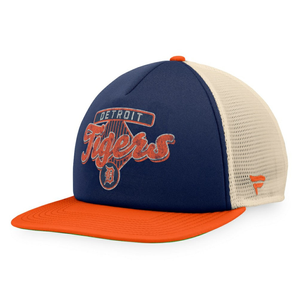 Detroit Tigers Cooperstown Collection Talley Foam Trucker Snapback Hat - Navy/Orange