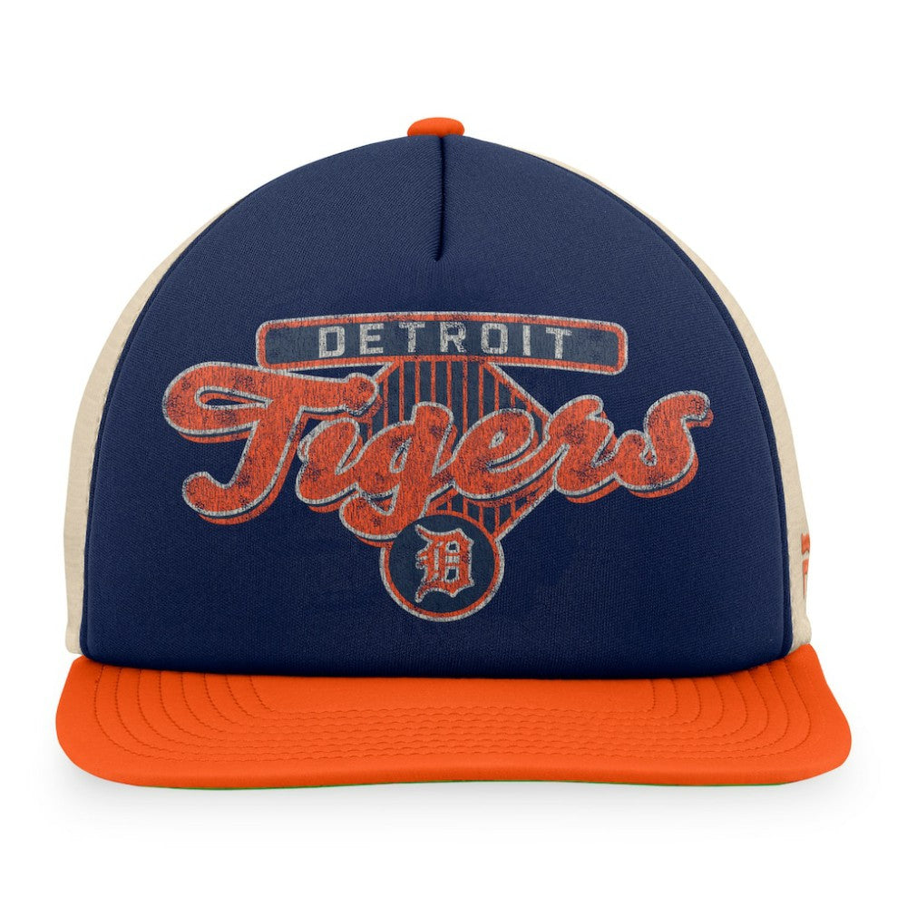 Detroit Tigers Cooperstown Collection Talley Foam Trucker Snapback Hat - Navy/Orange