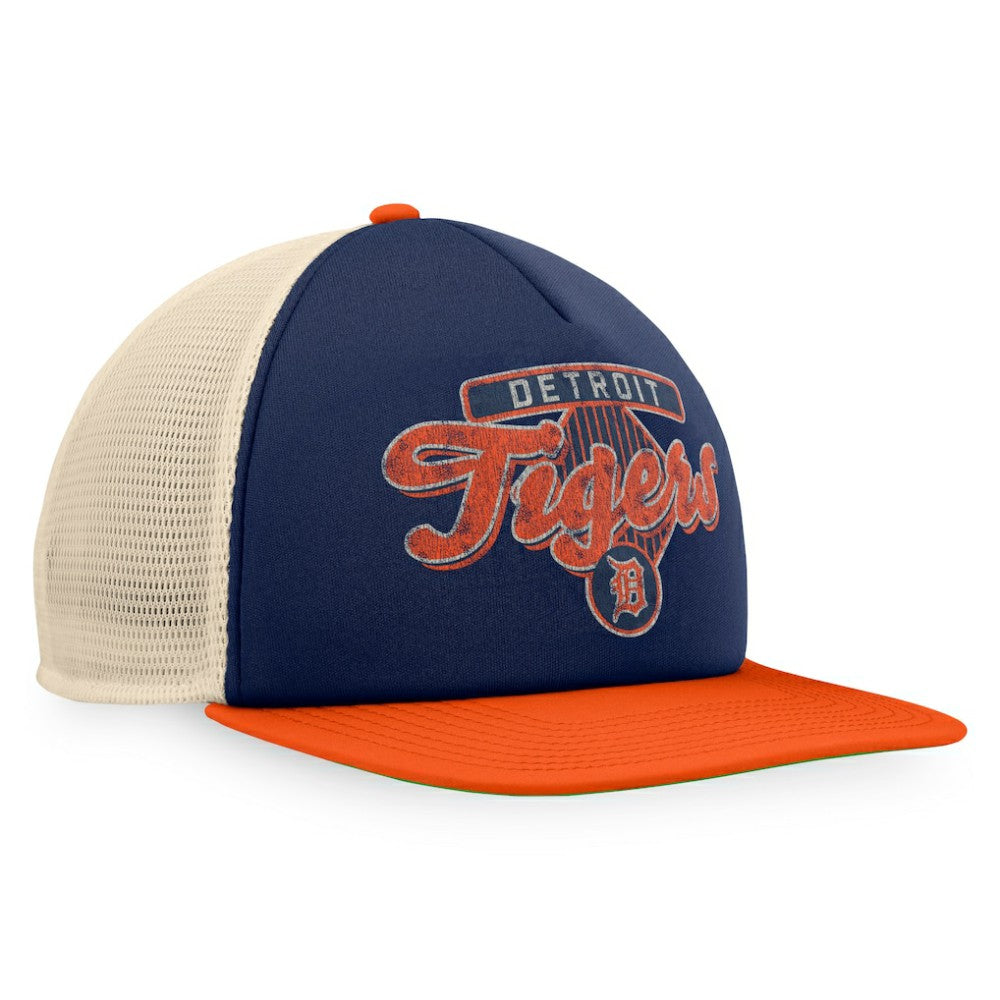 Detroit Tigers Cooperstown Collection Talley Foam Trucker Snapback Hat - Navy/Orange