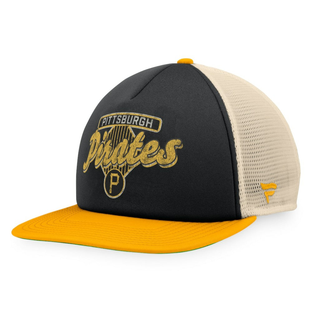 Pittsburgh Pirates Cooperstown Collection Talley Foam Trucker Snapback Hat - Black/Gold