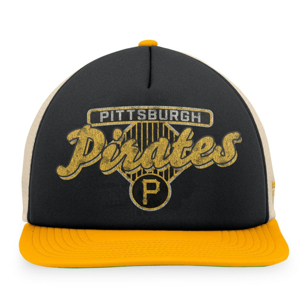Pittsburgh Pirates Cooperstown Collection Talley Foam Trucker Snapback Hat - Black/Gold