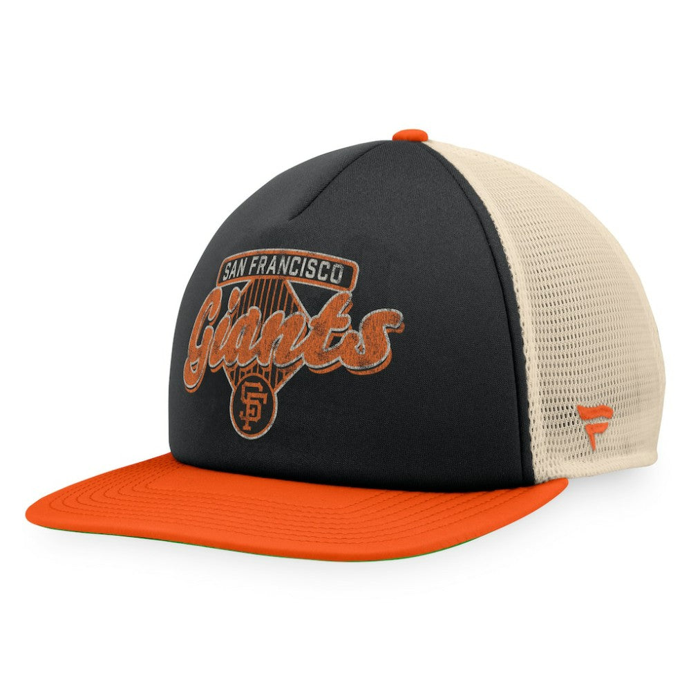 San Francisco Giants Cooperstown Collection Talley Foam Trucker Snapback Hat - Black/Orange