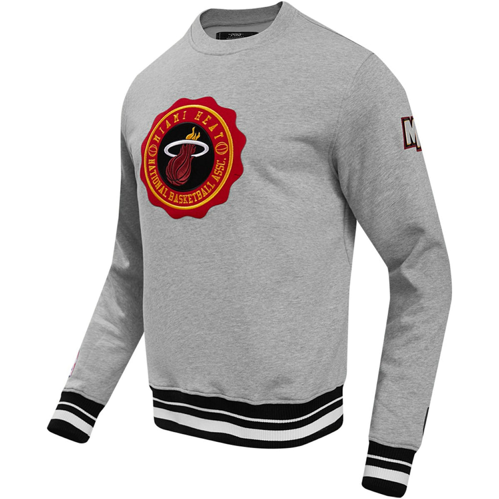 Miami Heat Pro Standard Crest Emblem Pullover Sweatshirt - Heather Gray cheap