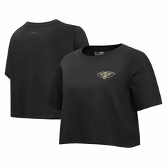 New Orleans Pelicans Pro Standard Women's Holiday Glam Boxy T-Shirt - Black for sale