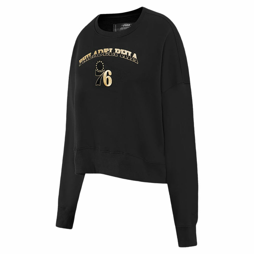 Philadelphia 76ers Pro Standard Women's Glam Cropped Pullover Sweatshirt - Black for sale