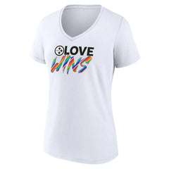 Pittsburgh Steelers Women's Love Wins V-Neck T-Shirt - White cheap
