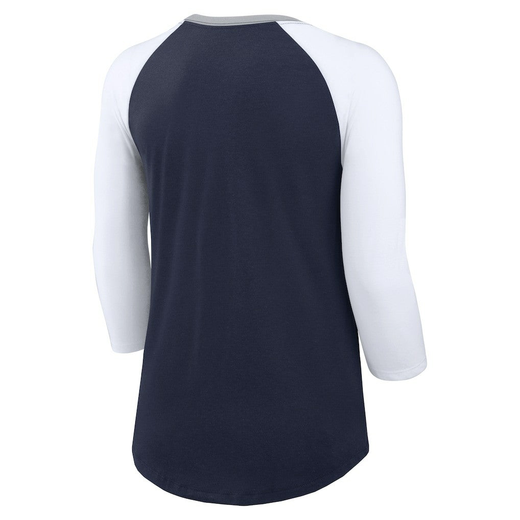 Dallas Cowboys Women's Knockout Arch Raglan Tri-Blend 3/4-Sleeve T-Shirt - Navy/White | Nike sale