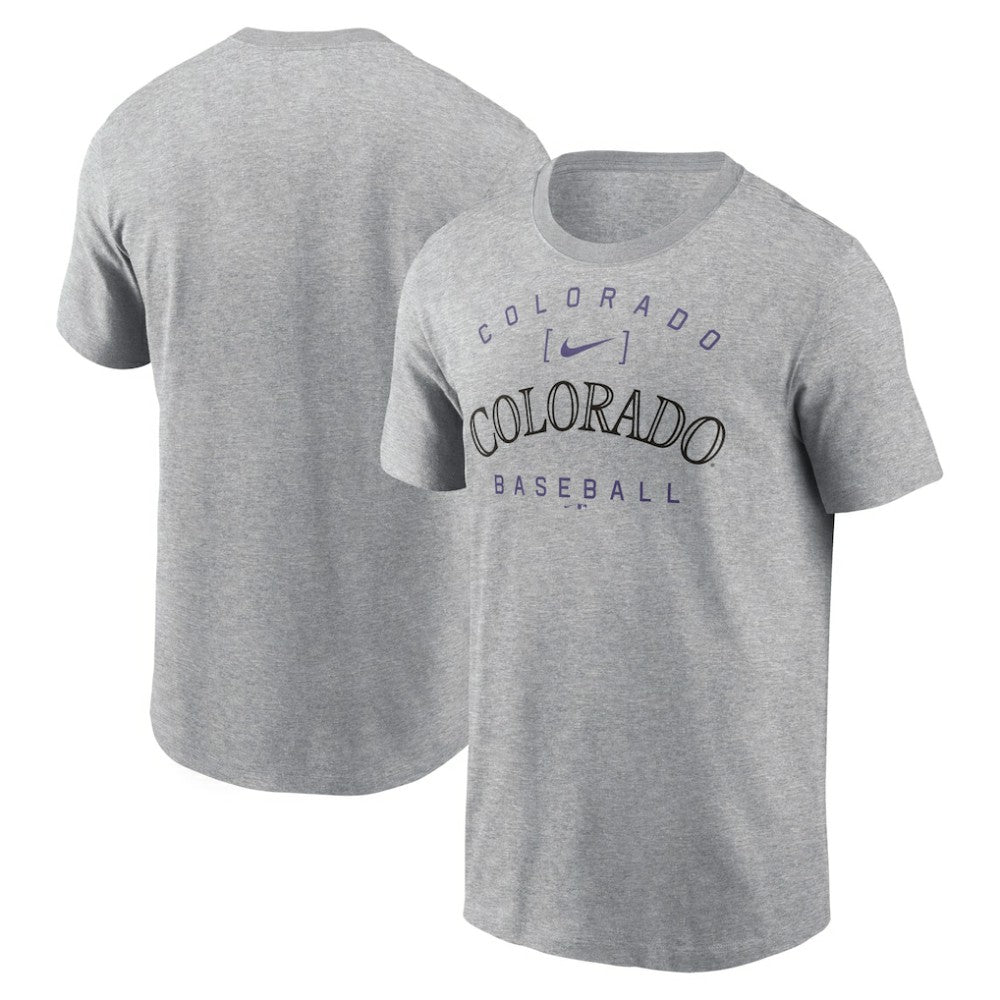 Colorado Rockies Home Team Athletic Arch T-Shirt - Heather Gray | Nike