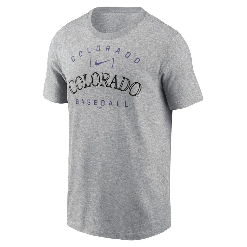Colorado Rockies Home Team Athletic Arch T-Shirt - Heather Gray | Nike