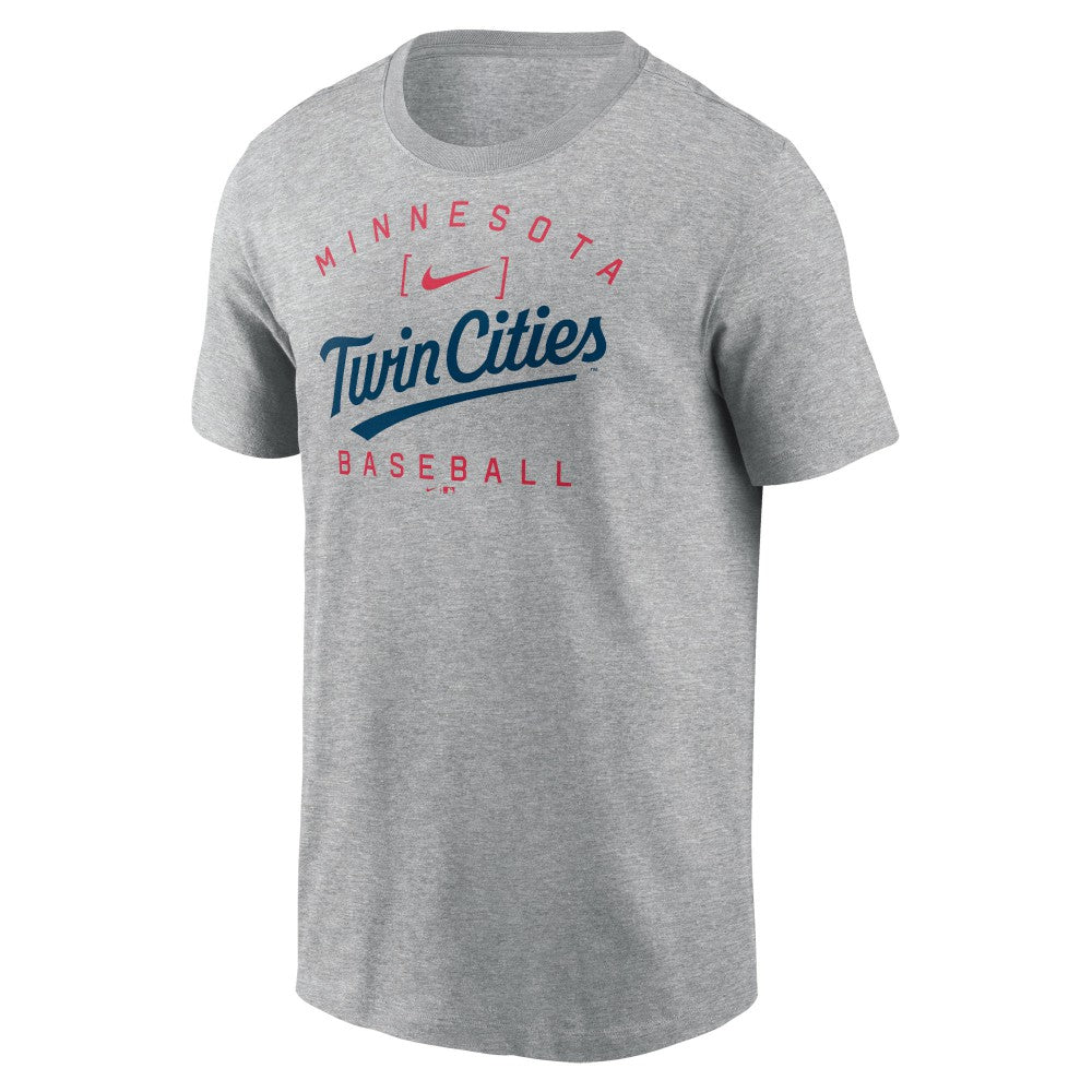 Minnesota Twins Home Team Athletic Arch T-Shirt - Heather Gray | Nike