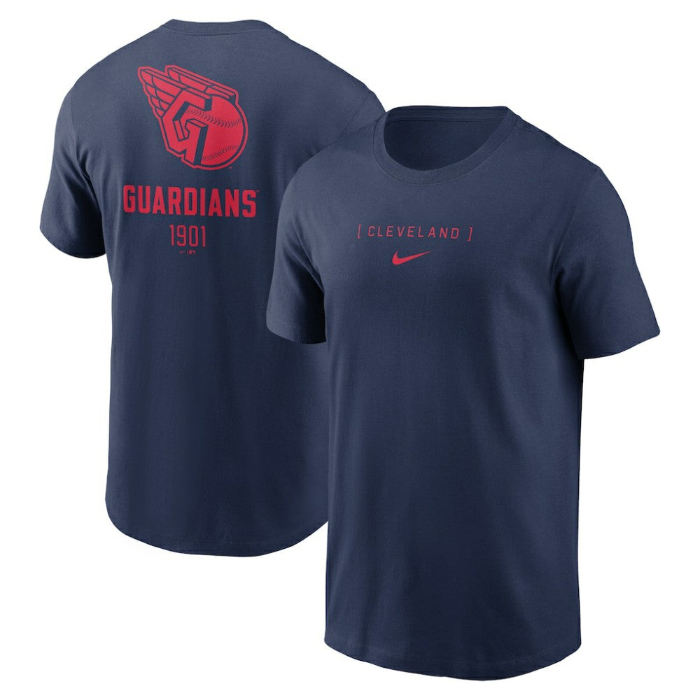 Cleveland Guardians Large Logo Back Stack T-Shirt - Navy | Nike
