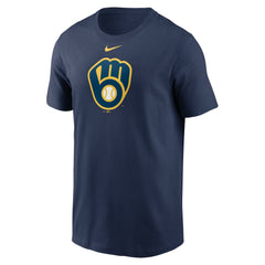 Milwaukee Brewers Fuse Large Logo T-Shirt - Navy | Nike