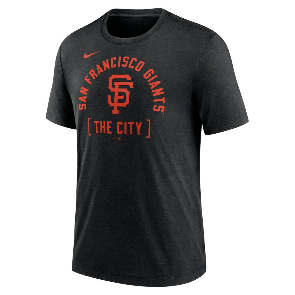 San Francisco Giants Swing Big Tri-Blend T-Shirt - Heather Black | Nike