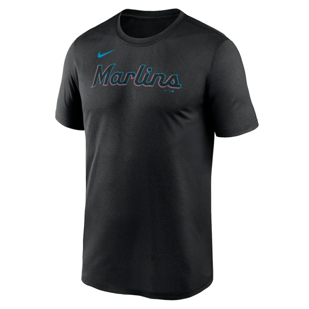 Miami Marlins Legend Fuse Wordmark T-Shirt  - Black | Nike