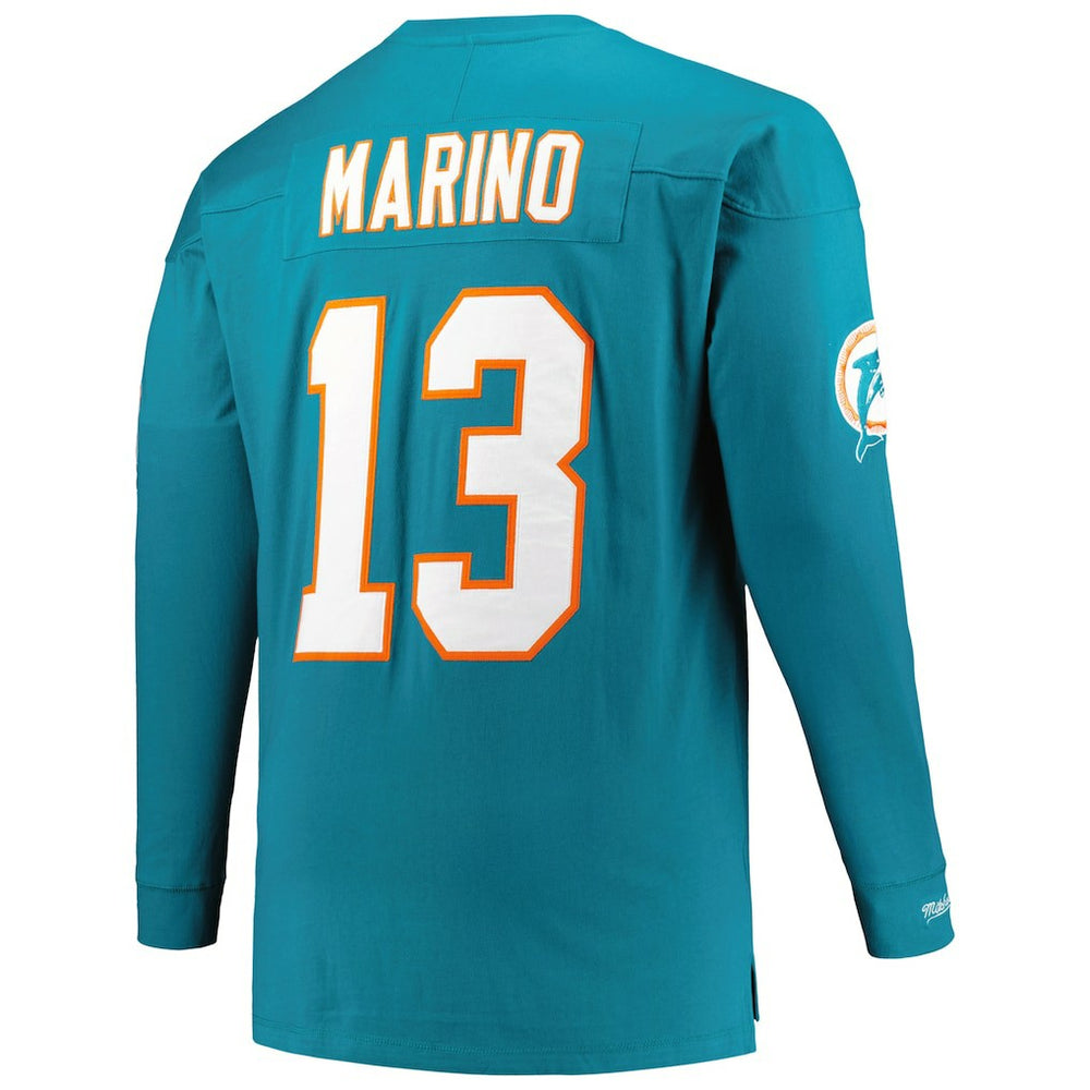 Dan Marino Miami Dolphins Big & Tall Cut & Sew Player Name & Number Long Sleeve T-Shirt - Aqua outlet