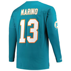 Dan Marino Miami Dolphins Big & Tall Cut & Sew Player Name & Number Long Sleeve T-Shirt - Aqua outlet