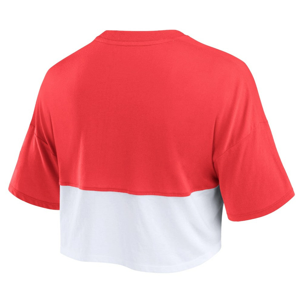 Philadelphia Phillies Women's Color Split Boxy Cropped T-Shirt - Heather Red/White