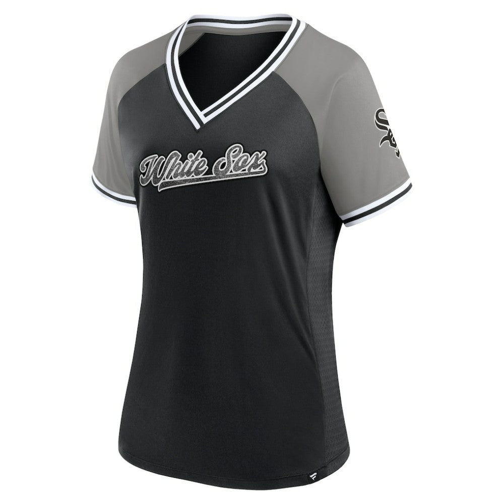 Chicago White Sox Women's Glitz & Glam League Diva Raglan V-Neck T-Shirt - Black