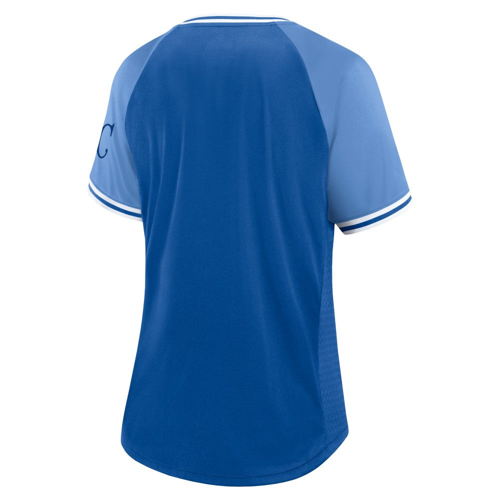 Kansas City Royals Women's Glitz & Glam League Diva Raglan V-Neck T-Shirt - Royal