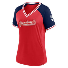 St. Louis Cardinals Women's Glitz & Glam League Diva Raglan V-Neck T-Shirt - Red