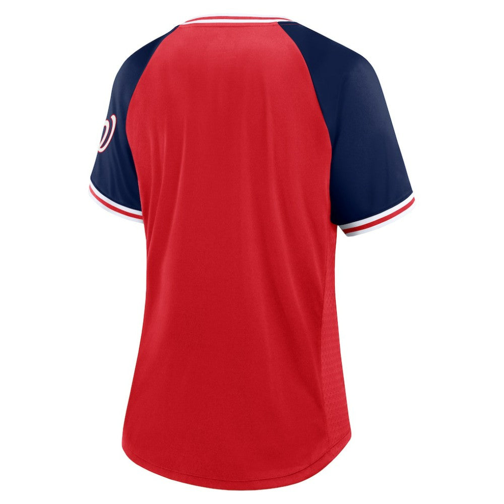 Washington Nationals Women's Glitz & Glam League Diva Raglan V-Neck T-Shirt - Red
