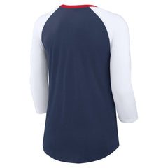 Atlanta Braves Women's Knockout Arch 3/4-Sleeve Raglan Tri-Blend T-Shirt - Navy/White | Nike