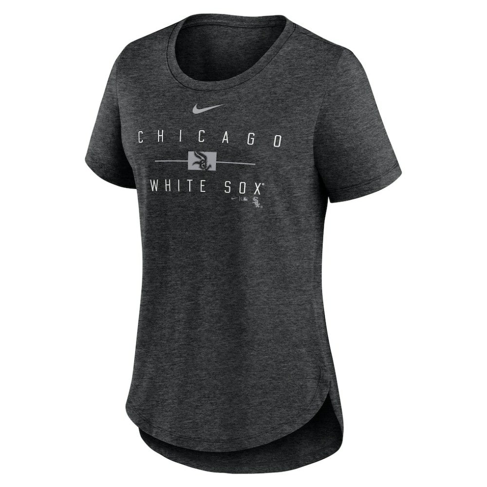 Chicago White Sox Women's Knockout Team Stack Tri-Blend T-Shirt - Heather Black | Nike