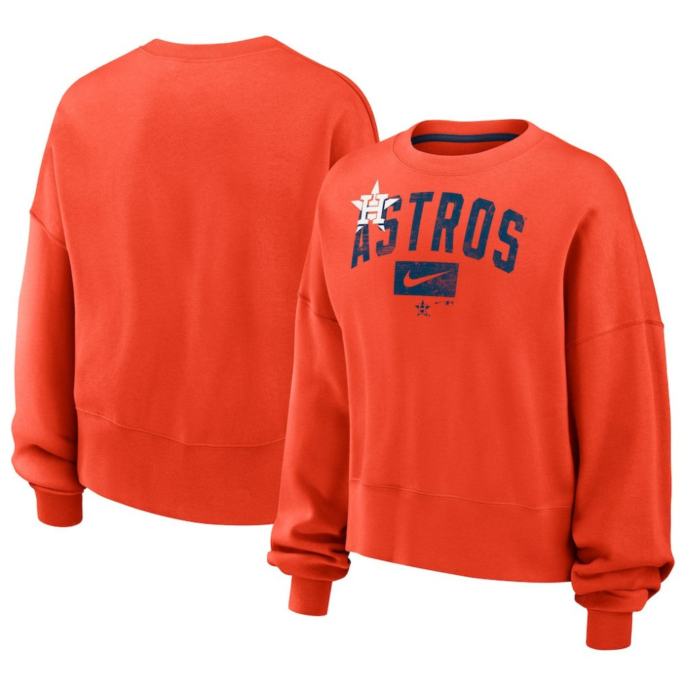 Houston Astros Women's Oversized Cropped Pullover Sweatshirt - Orange | Nike