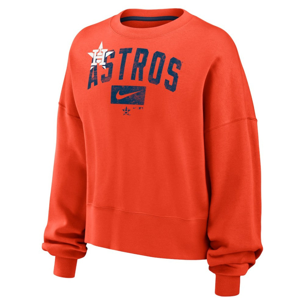 Houston Astros Women's Oversized Cropped Pullover Sweatshirt - Orange | Nike