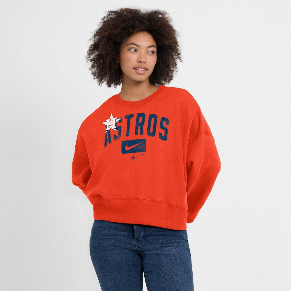 Houston Astros Women's Oversized Cropped Pullover Sweatshirt - Orange | Nike