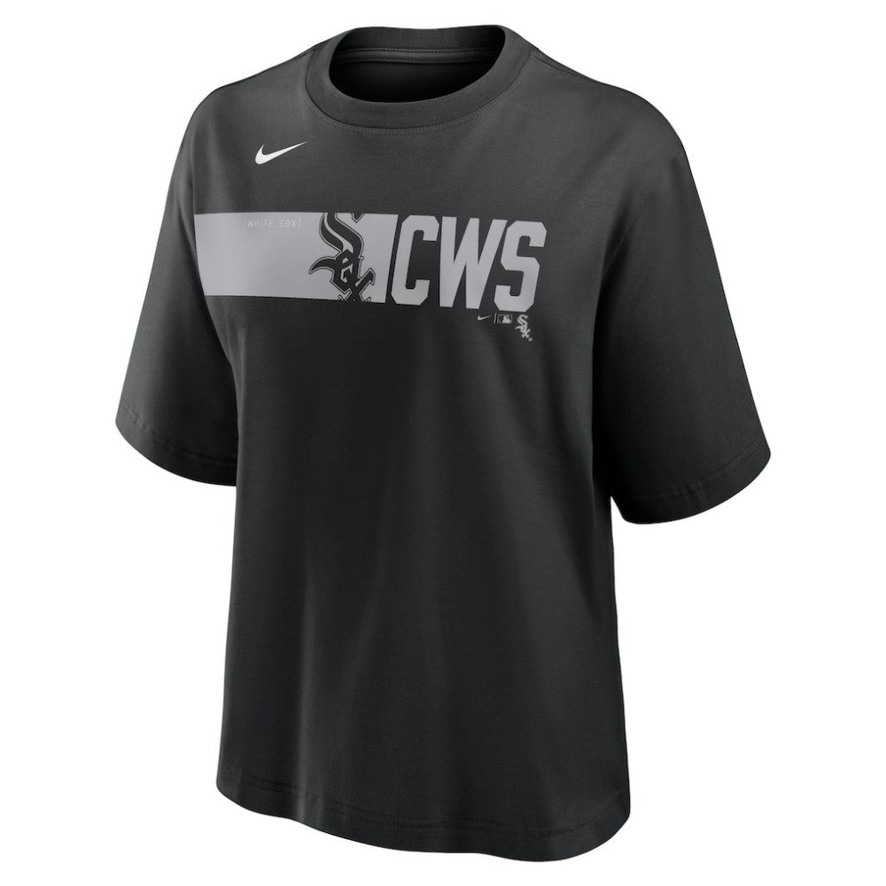 Chicago White Sox Women's Knockout Boxy T-Shirt - Black | Nike
