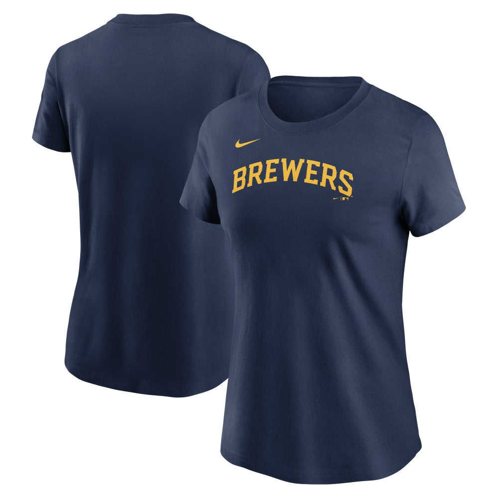 Milwaukee Brewers Women's Wordmark T-Shirt - Navy | Nike
