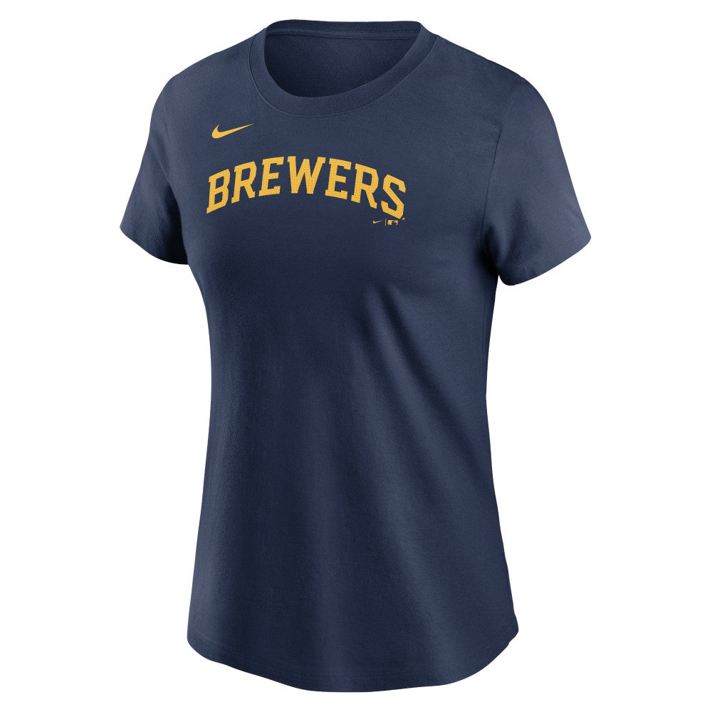 Milwaukee Brewers Women's Wordmark T-Shirt - Navy | Nike