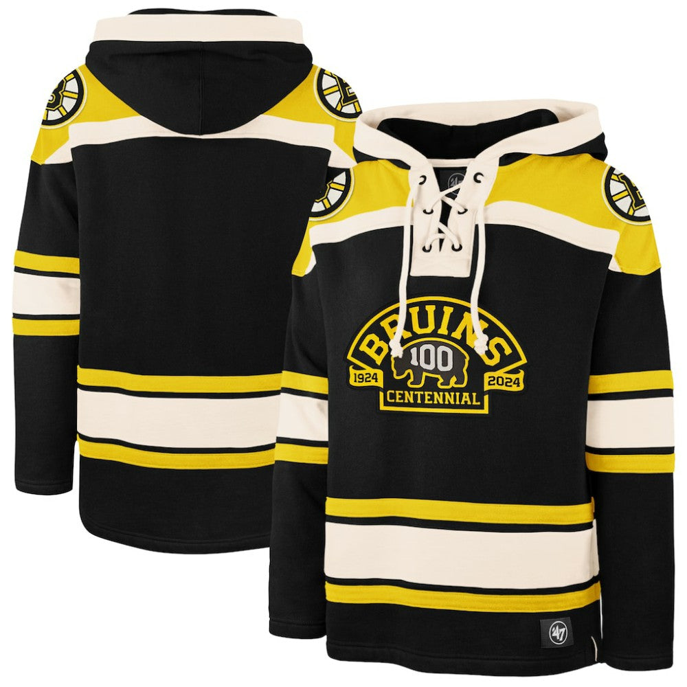 Boston Bruins '47 100th Anniversary Superior Lacer Pullover Hoodie Black