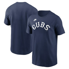 Chicago Cubs Cooperstown Collection Wordmark T-Shirt - Navy | Nike
