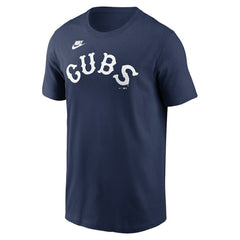 Chicago Cubs Cooperstown Collection Wordmark T-Shirt - Navy | Nike