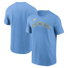 Milwaukee Brewers Cooperstown Collection Wordmark T-Shirt - Powder Blue | Nike