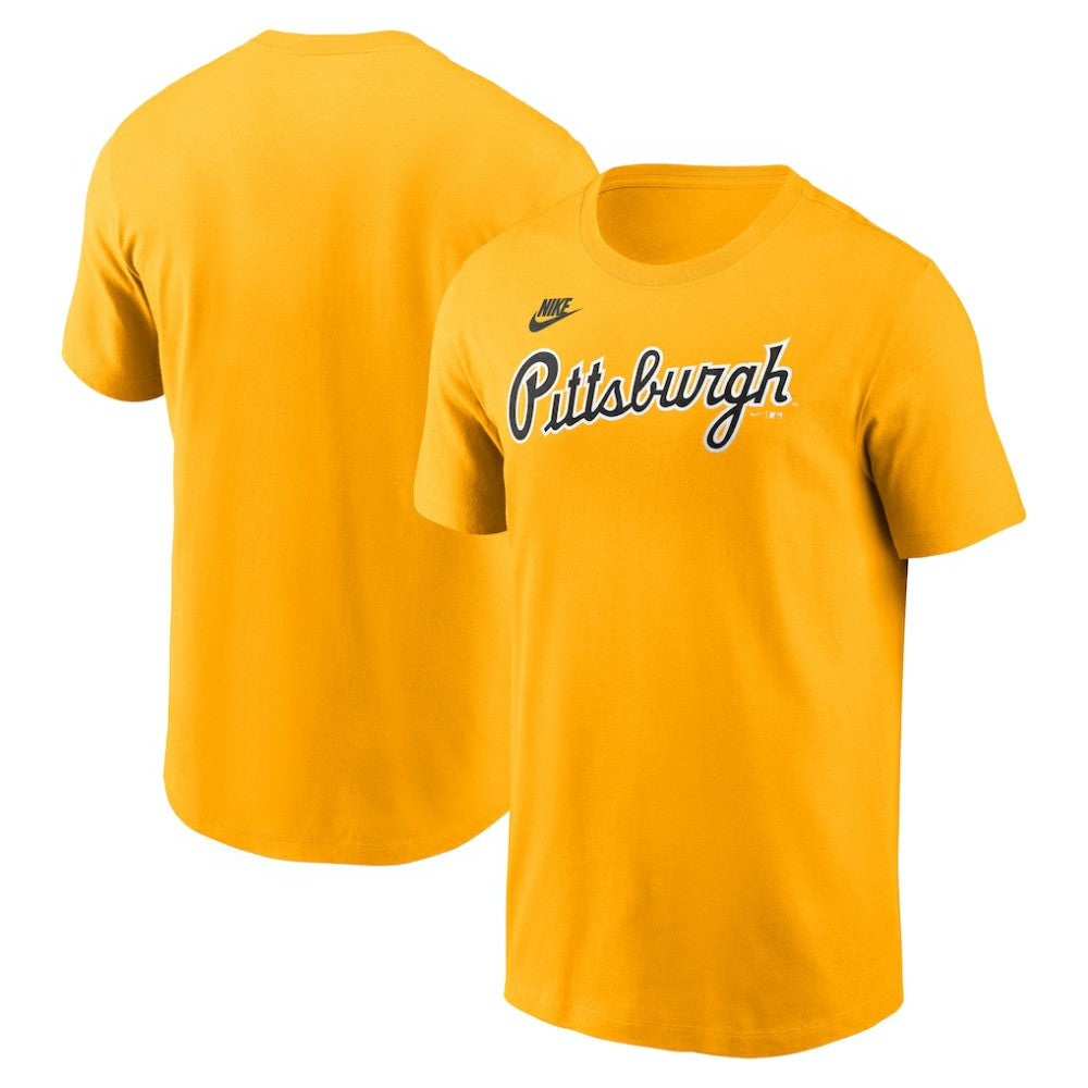 Pittsburgh Pirates Cooperstown Collection Wordmark T-Shirt - Gold | Nike