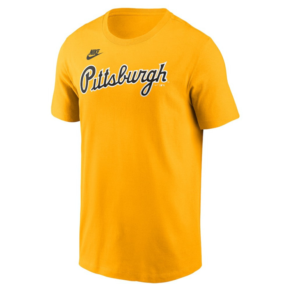 Pittsburgh Pirates Cooperstown Collection Wordmark T-Shirt - Gold | Nike