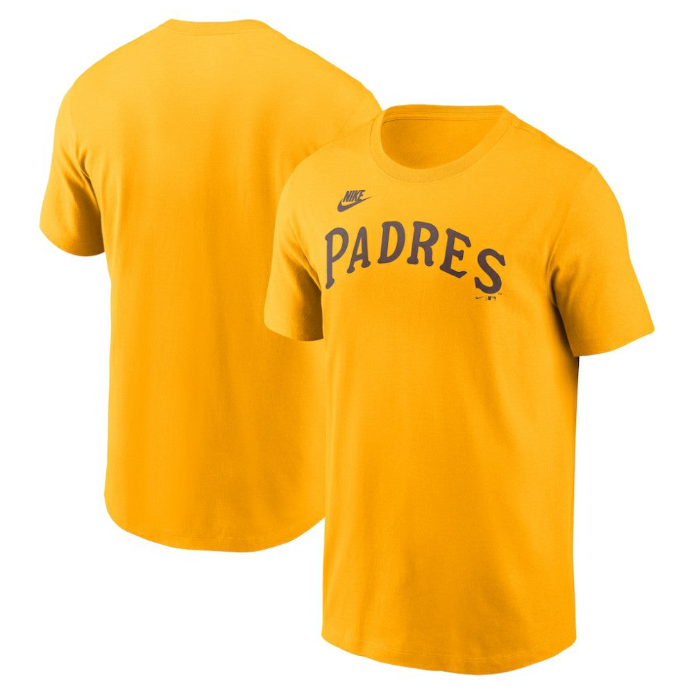 San Diego Padres Cooperstown Collection Wordmark T-Shirt - Gold | Nike