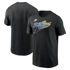 Tampa Bay Rays Cooperstown Collection Wordmark T-Shirt - Black | Nike