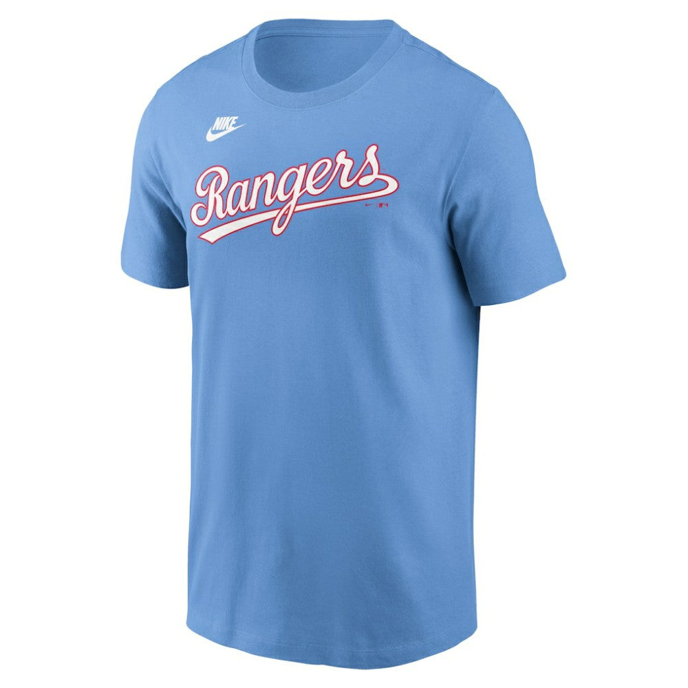 Texas Rangers Cooperstown Collection Wordmark T-Shirt - Light Blue | Nike