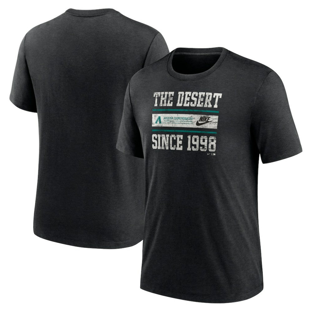 Arizona Diamondbacks Cooperstown Collection Local Stack Tri-Blend T-Shirt - Heather Black | Nike