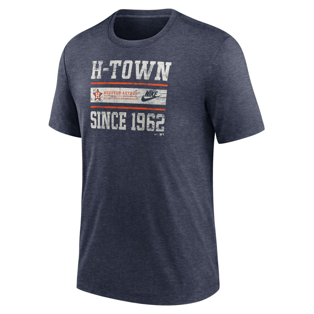 Houston Astros Cooperstown Collection Local Stack Tri-Blend T-Shirt - Heather Navy | Nike